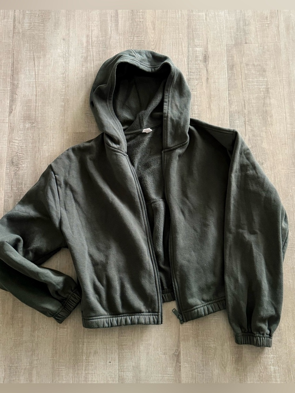 Zella Dark Olive Green Hooded zip up Jacket, women’s small